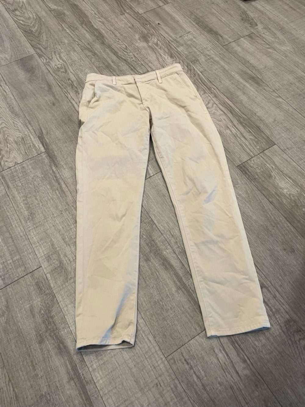 AG Adriano Goldschmied Caden Tailored Trouser Beige straight leg medium rise 27